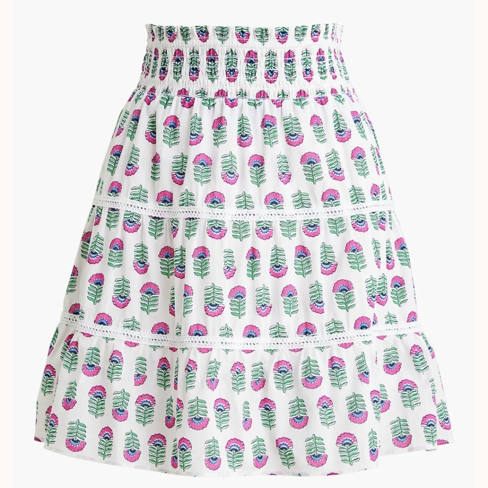 J. Crew Smocked tiered mini skirt